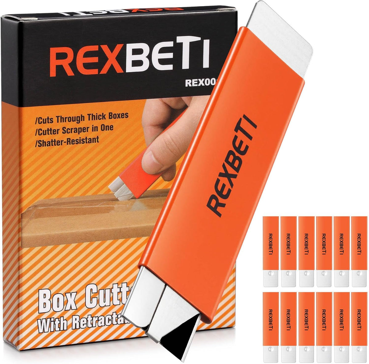 12 Pack Box Cutter, Retractable Cardboard Cutter, Razor Blade Scraper, G4 Multi-Service 12 Pack Box Cutter, Retractable Cardboard Cutter, Razor Blade Scraper, G4 Multi-Service