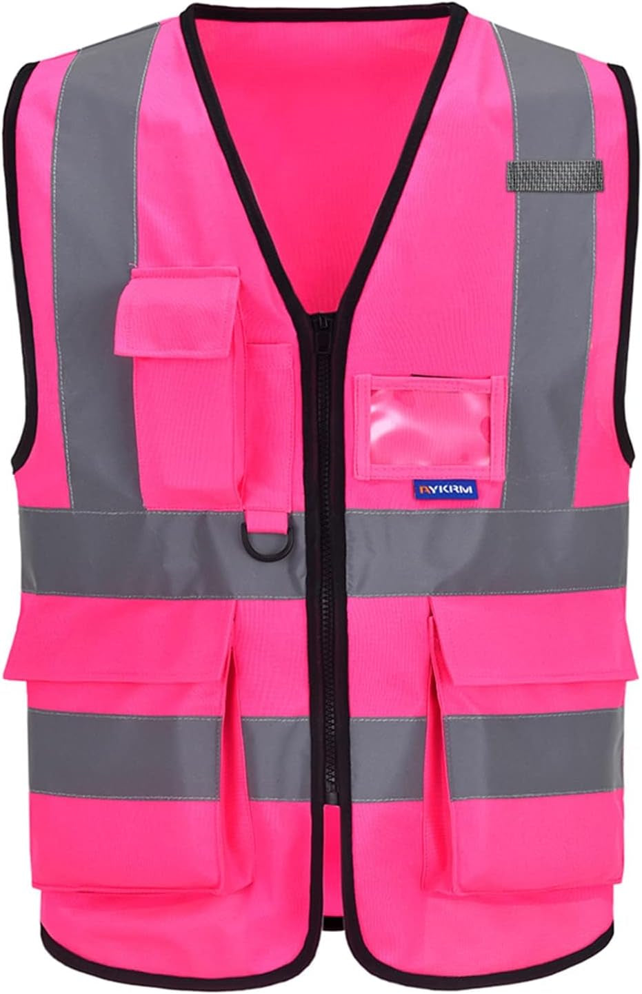 Pink High Visibility Safety Vest with Reflective Strips, Multiple Colors Available,X-Large