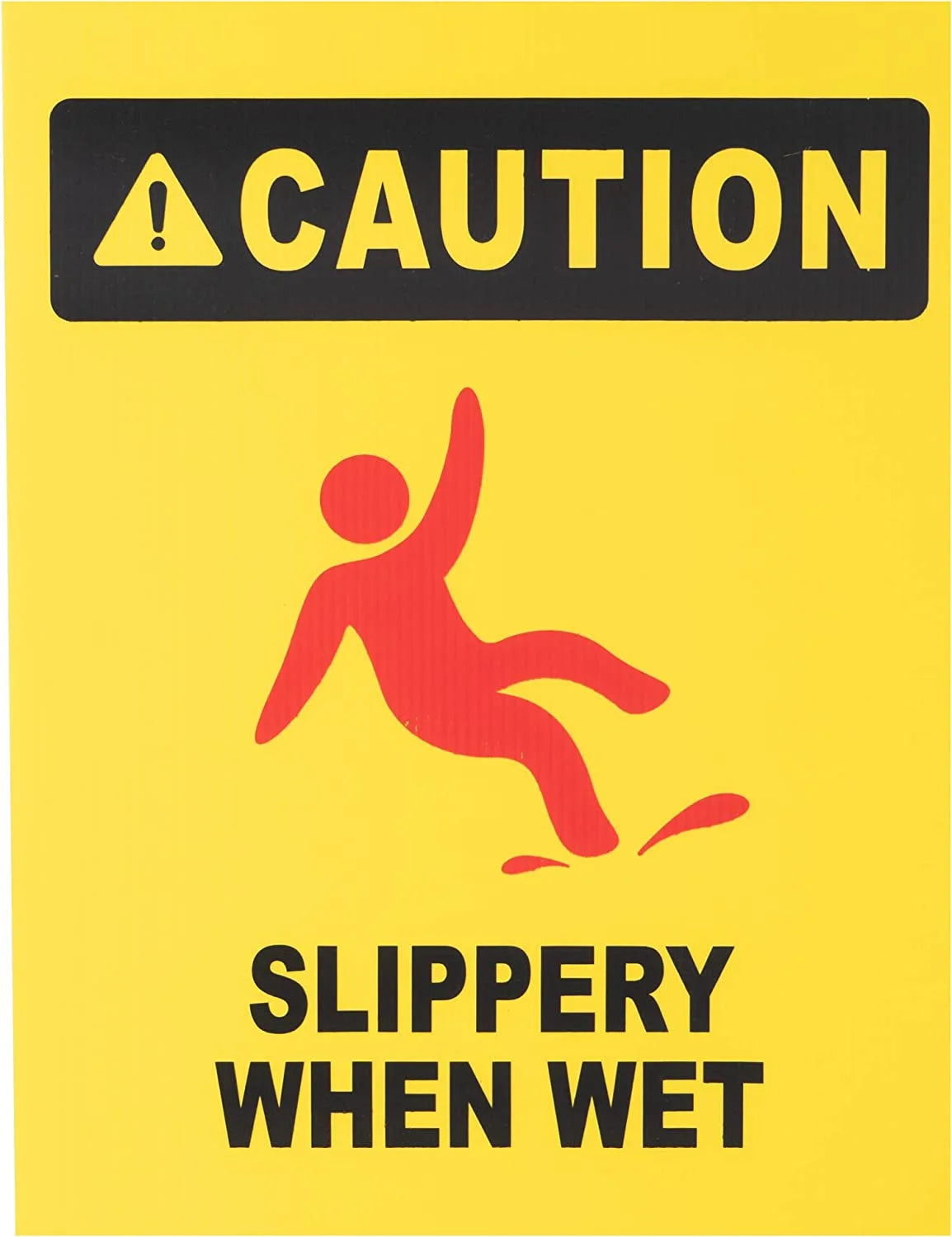 MATTHEW CLEANING 25'' Industrial Wet Floor Sign 3 Pack 2-Sided Durable Corrugated Plastic Birght Yellow Multilingual Warning Signs Commercial Caution Wet Fold-Out Floor Signs for Indoors