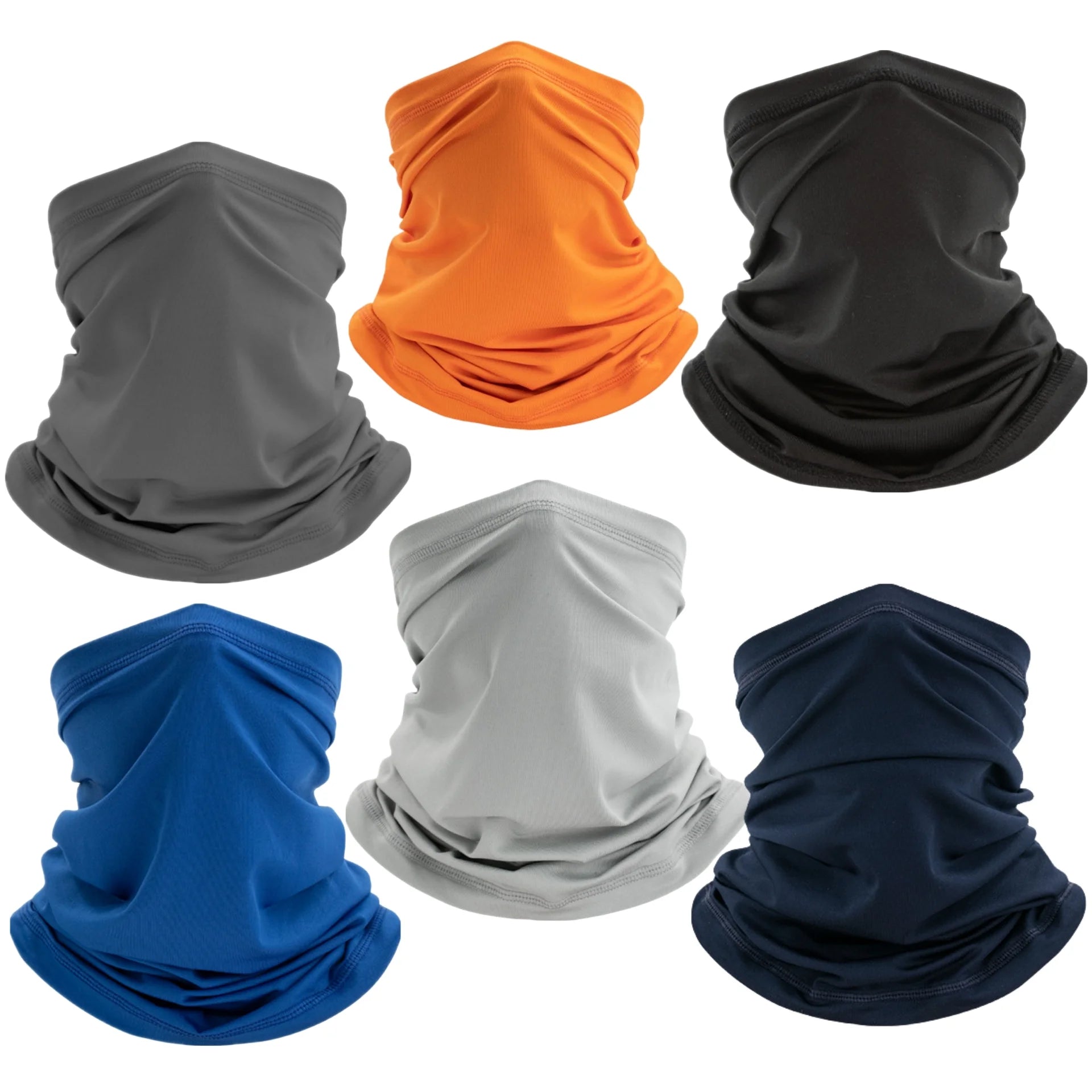 6 Pack Neck Gaiter Balaclava Face Mask Scart Cover Breathable Sun Protection Headwear for Men Women