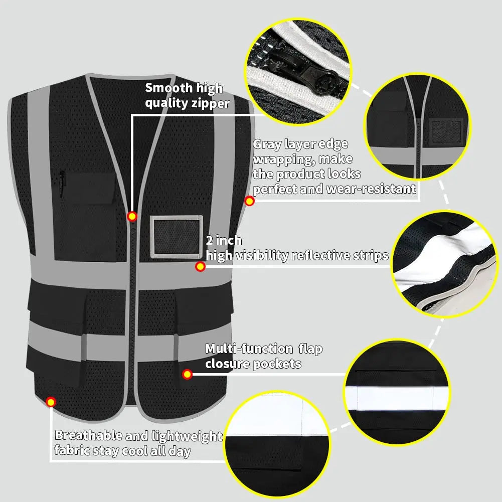 Reflective Safety Vest High Visibility Blank XXXL Motorcycle Jacket Safety Vest Fluorescent Signal for Men Woman