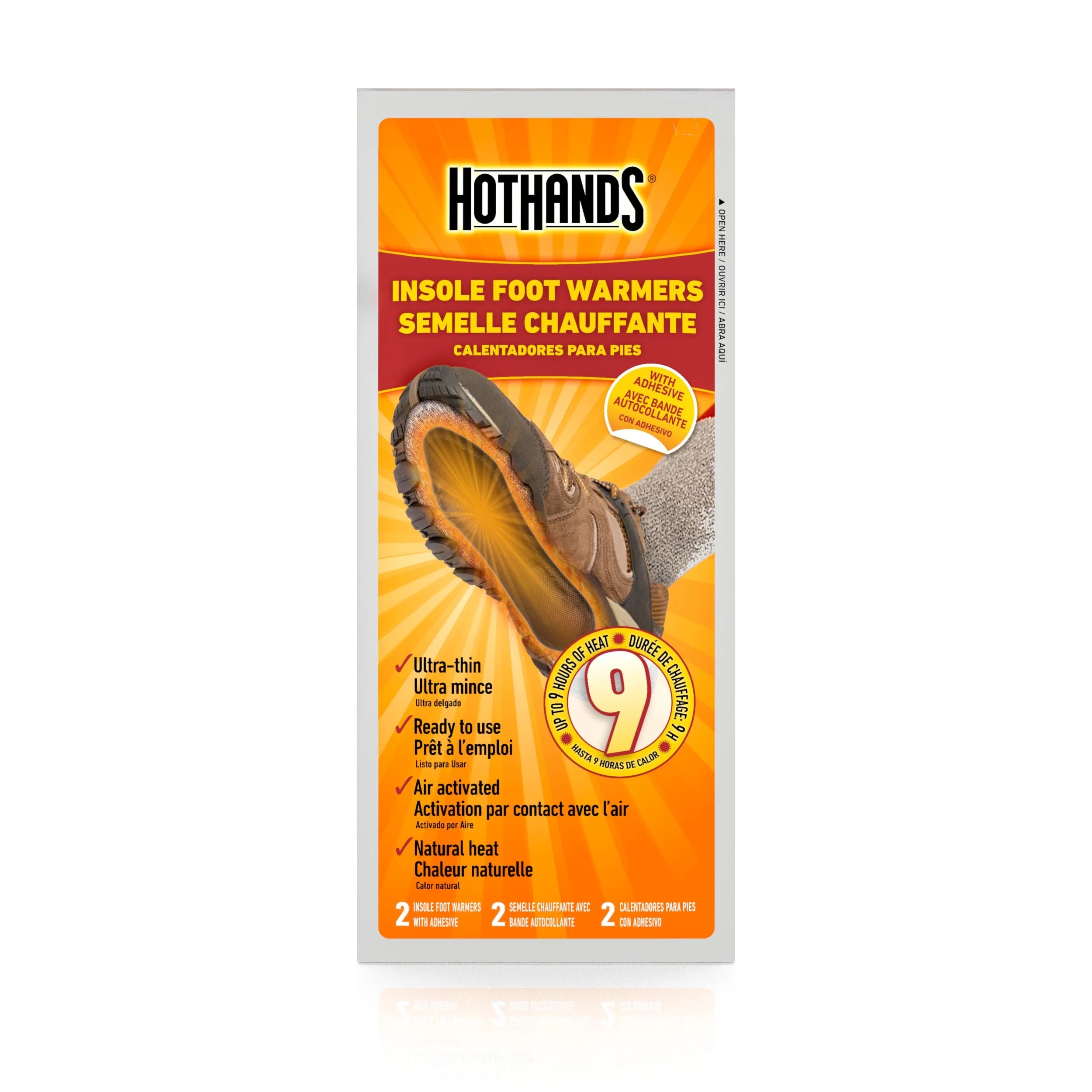 Hot Hands Foot Insole Warmers, 1- Pair Pack, Fabric Pouch