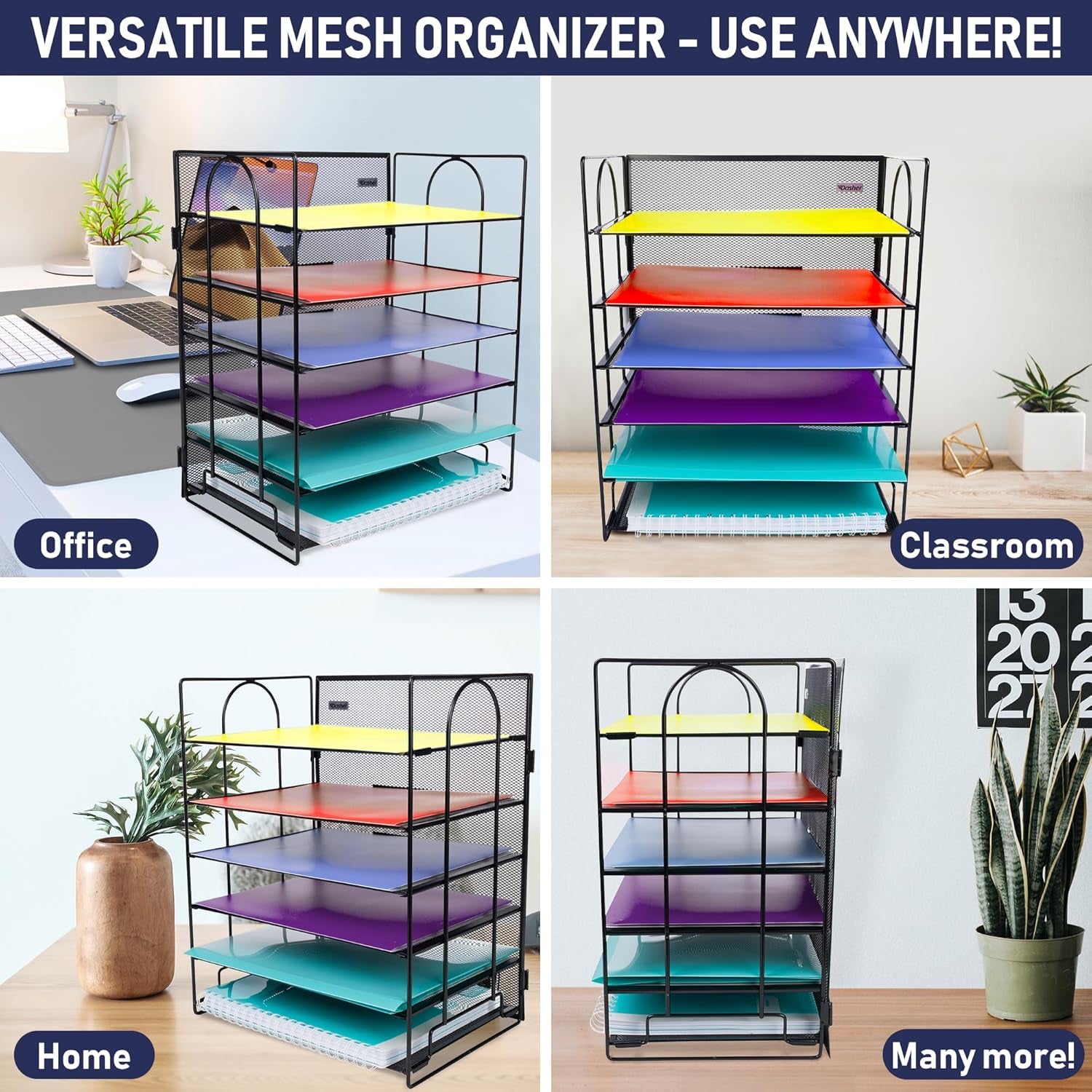 Desk Organizer with 6 Tiers, Paper Tray for Office Supplies, Letters, Billls, Folders, Files, Binders. Desk Organizers and Accessories for Home, Workspace, School. Office Organization with Style