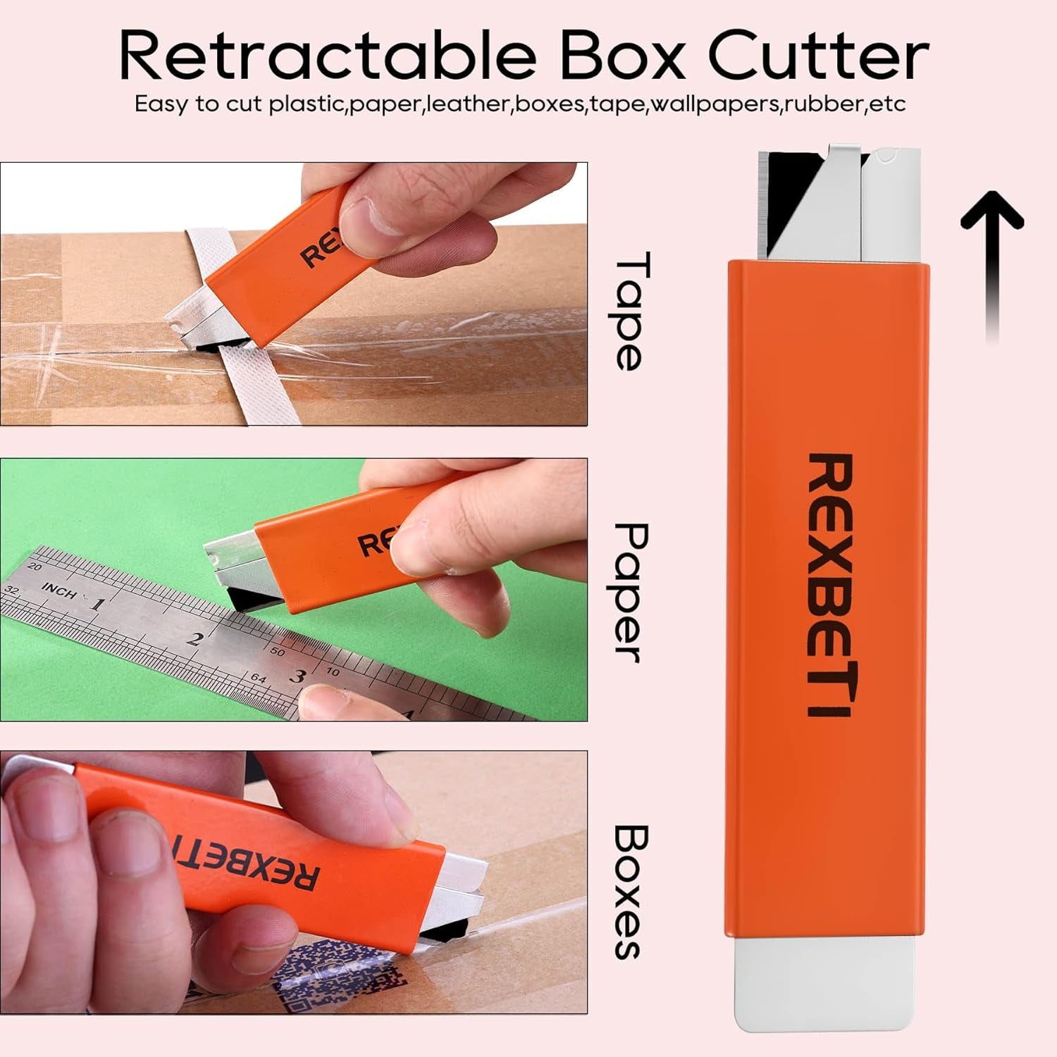 12 Pack Box Cutter, Retractable Cardboard Cutter, Razor Blade Scraper, Handy Box