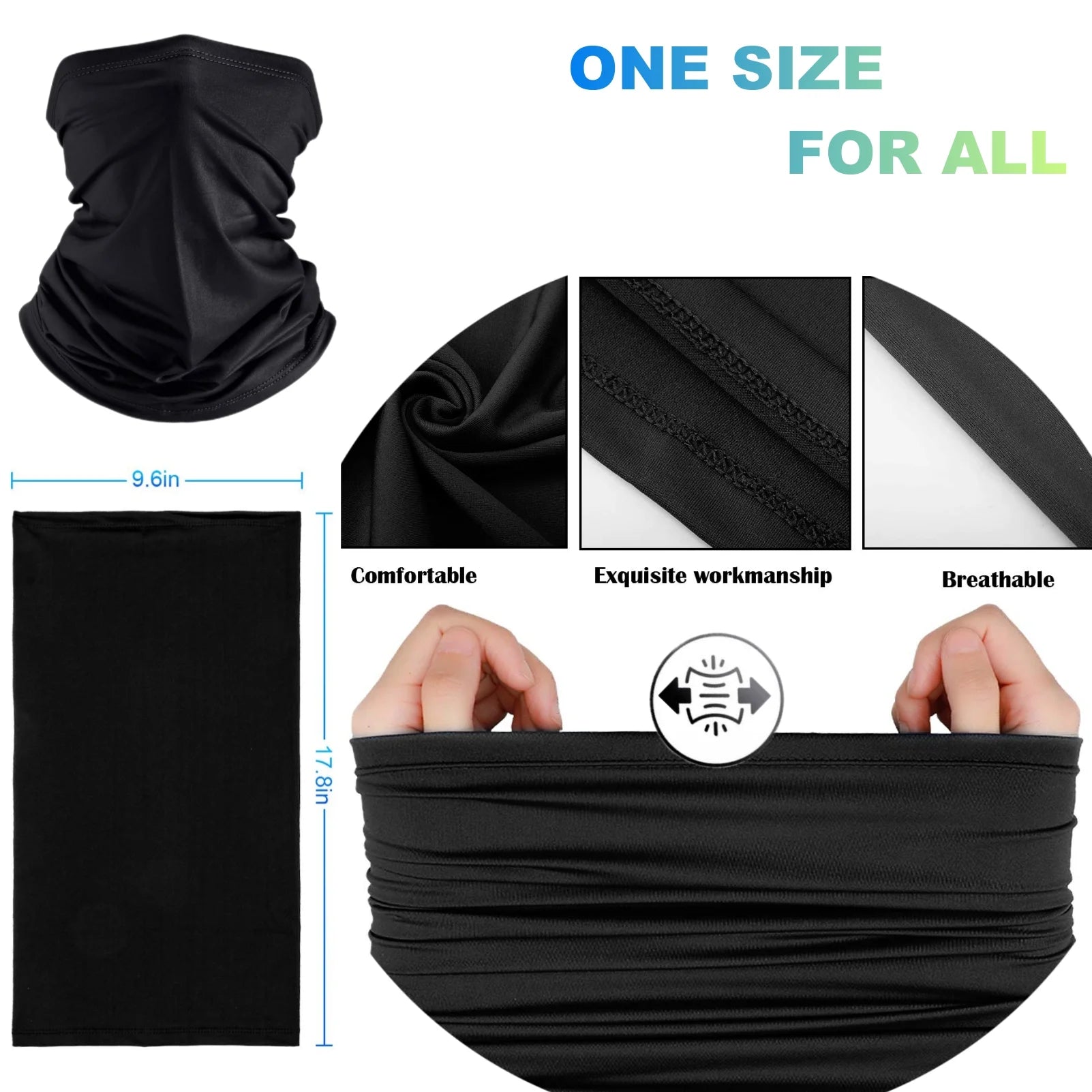 6 Pack Neck Gaiter Balaclava Face Mask Scart Cover Breathable Sun Protection Headwear for Men Women
