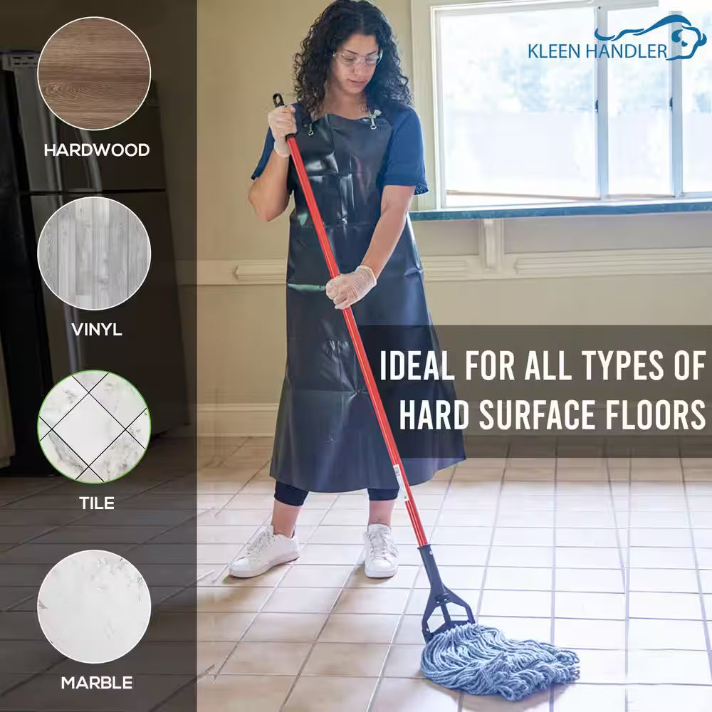 Commercial Flat Wet Mop Heavy-Duty Cotton Mop Head Replacement, Looped End String in Blue (24-Pack)