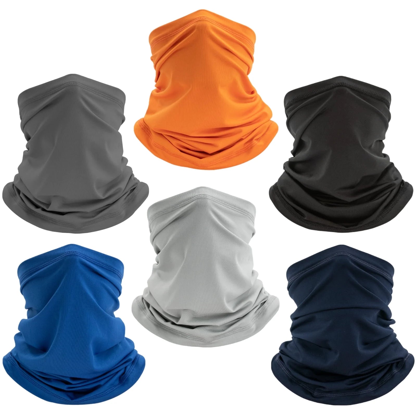 6 Pack Neck Gaiter Balaclava Face Mask Scart Cover Breathable Sun Protection Headwear for Men Women