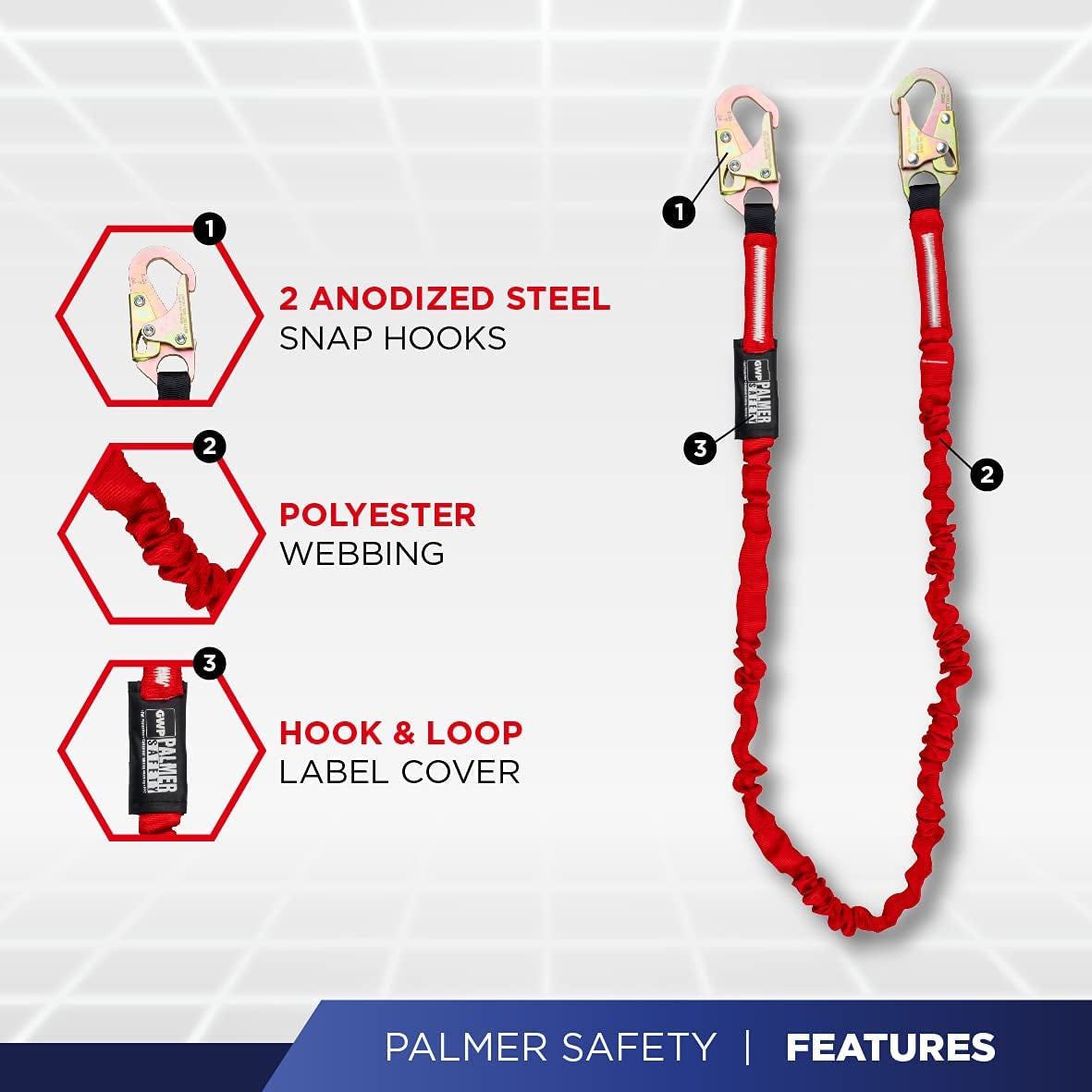 Fall Protection Safety Harness Hammerhead Series Safety Kit I Premium Harness + Lanyard + D-Ring Extender Kit