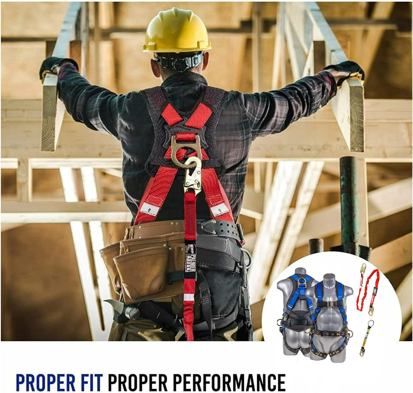 Fall Protection Safety Harness Hammerhead Series Safety Kit I Premium Harness + Lanyard + D-Ring Extender Kit