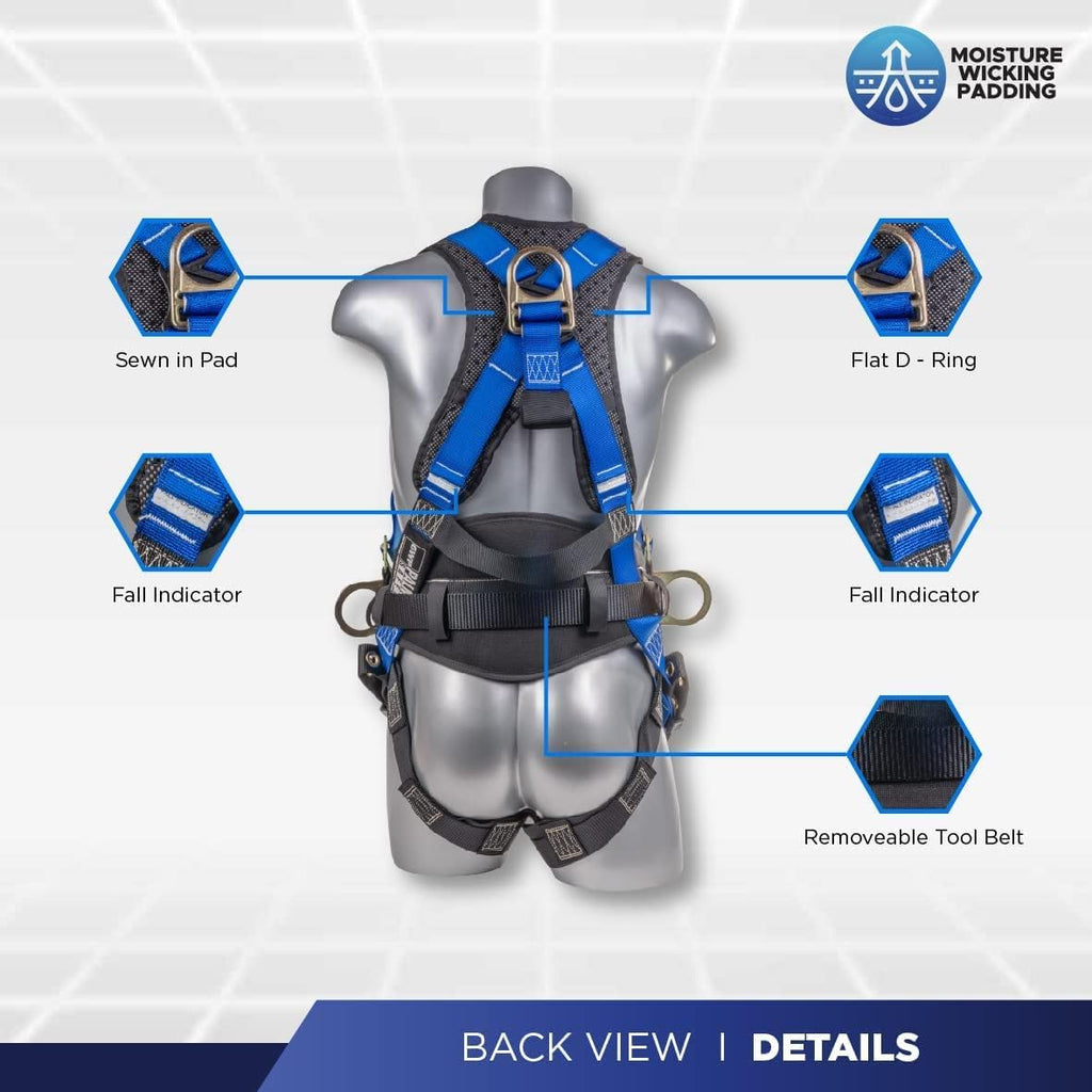 Fall Protection Safety Harness Hammerhead Series Safety Kit I Premium Harness + Lanyard + D-Ring Extender Kit