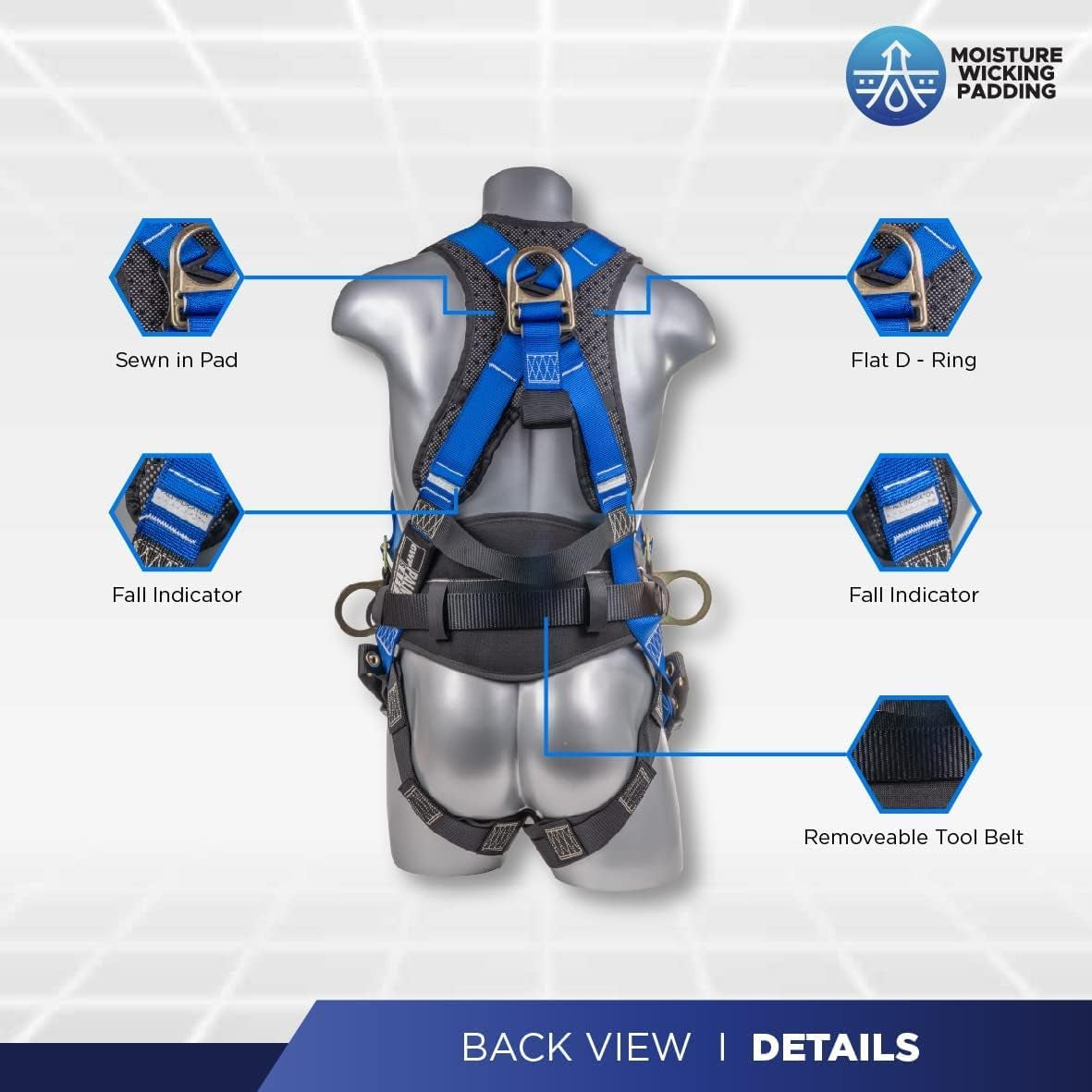 Fall Protection Safety Harness Hammerhead Series Safety Kit I Premium Harness + Lanyard + D-Ring Extender Kit