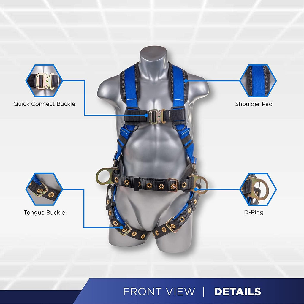 Fall Protection Safety Harness Hammerhead Series Safety Kit I Premium Harness + Lanyard + D-Ring Extender Kit