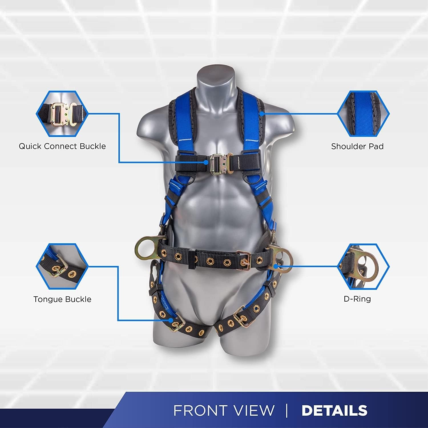 Fall Protection Safety Harness Hammerhead Series Safety Kit I Premium Harness + Lanyard + D-Ring Extender Kit
