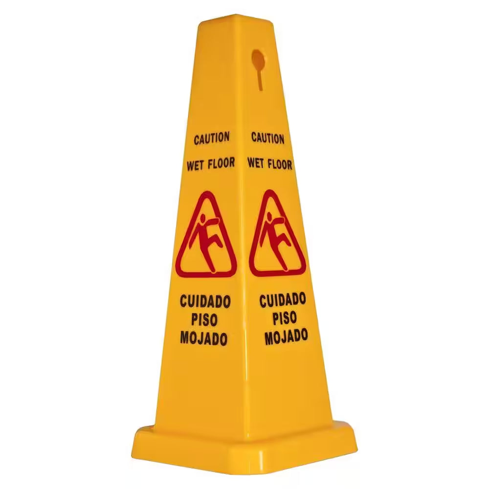 Bright 4-Sided Caution Safety Cone