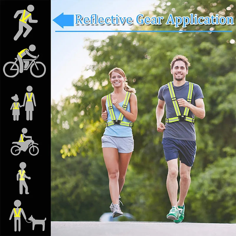 Adjustable Safety Vest Highlight Reflective Straps Safety Jacket Night Work Running Riding Clothing Elastic Band