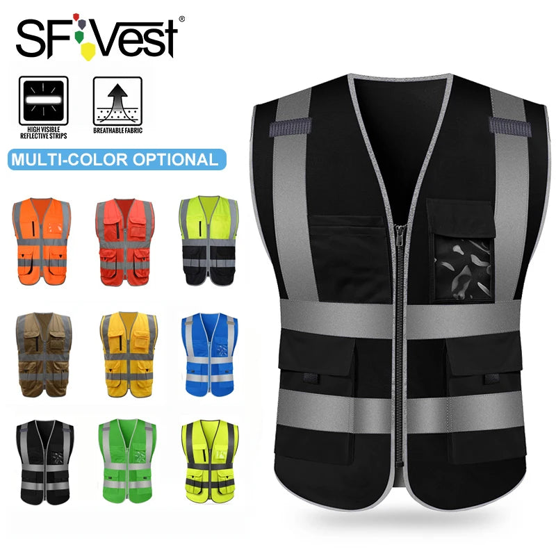Reflective Safety Vest High Visibility Blank XXXL Motorcycle Jacket Safety Vest Fluorescent Signal for Men Woman