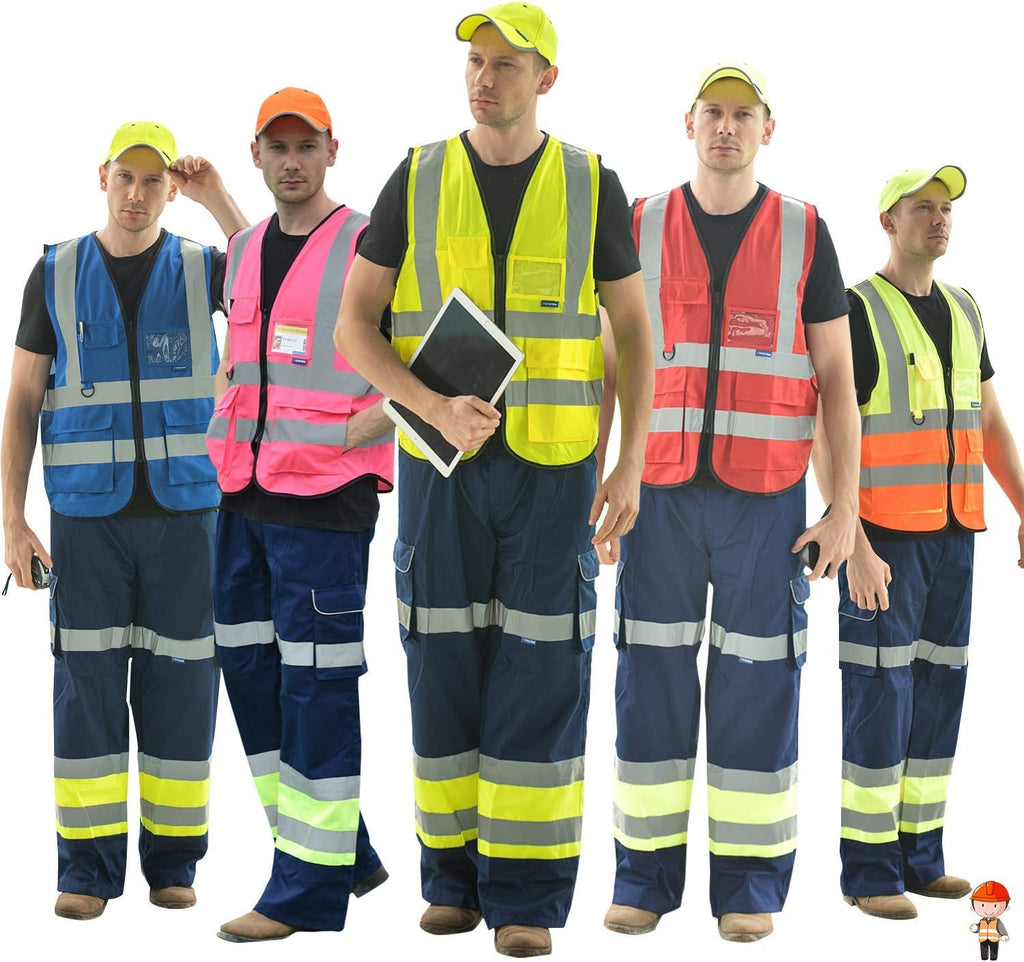 Pink High Visibility Safety Vest with Reflective Strips, Multiple Colors Available,X-Large